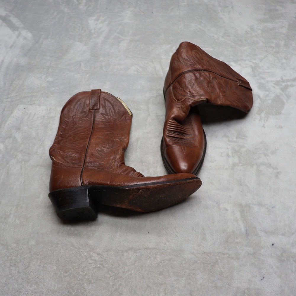 Dan Post Mens 9.5D Western Boots Brown Leather Cowboy Riding Classic VTG 9500